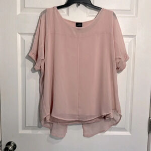Worthington Women’s Size XL Split Back Chiffon Pink Blouse